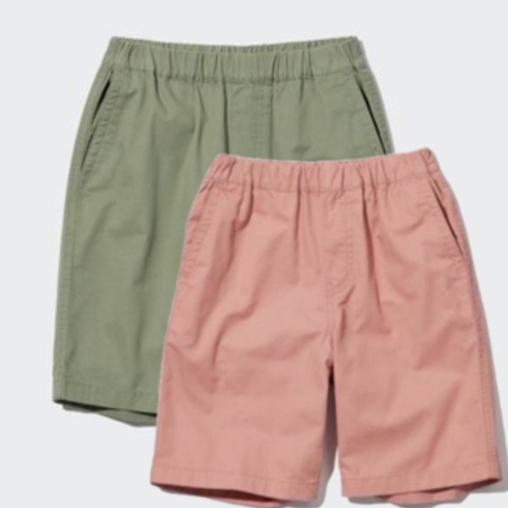 Uniqlo Green and Pink Twill Easy Shorts